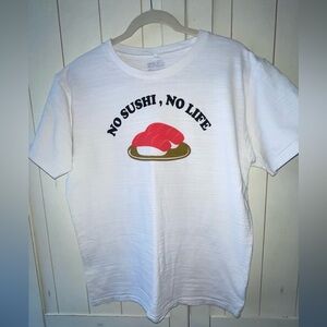 Four Cart Sushi White Graphic Shirt Front and Back‎ Size XL